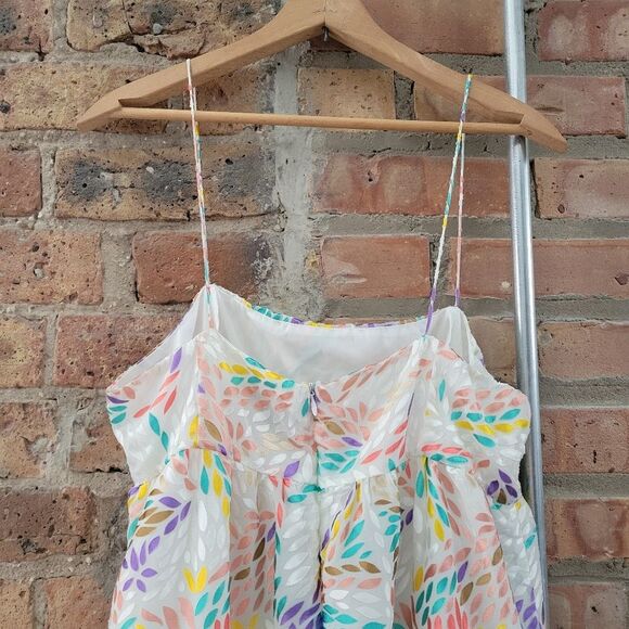 C/Meo Collective Set Up Velvet Abstract Tiered Ivory White Maxi Dress Size Large - Picture 6 of 8